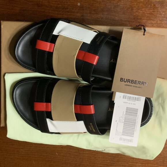 Burberry Women's Castlebar Color-Block Slide Sandals- Size 38 - Picture 1 of 1